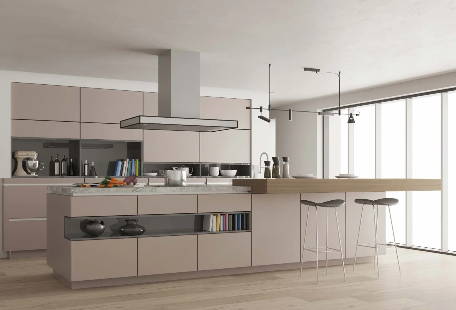 Contemporary custom kitchen cabinetry with an island