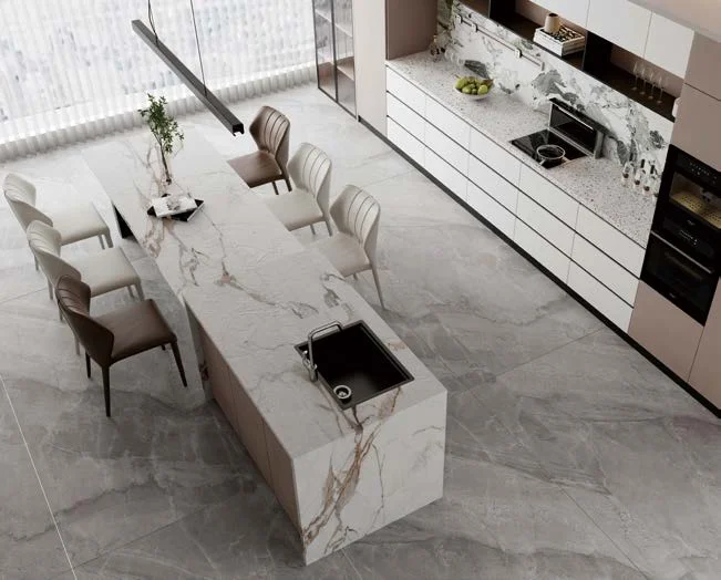Light-filled kitchen with a central island and custom cabinetry